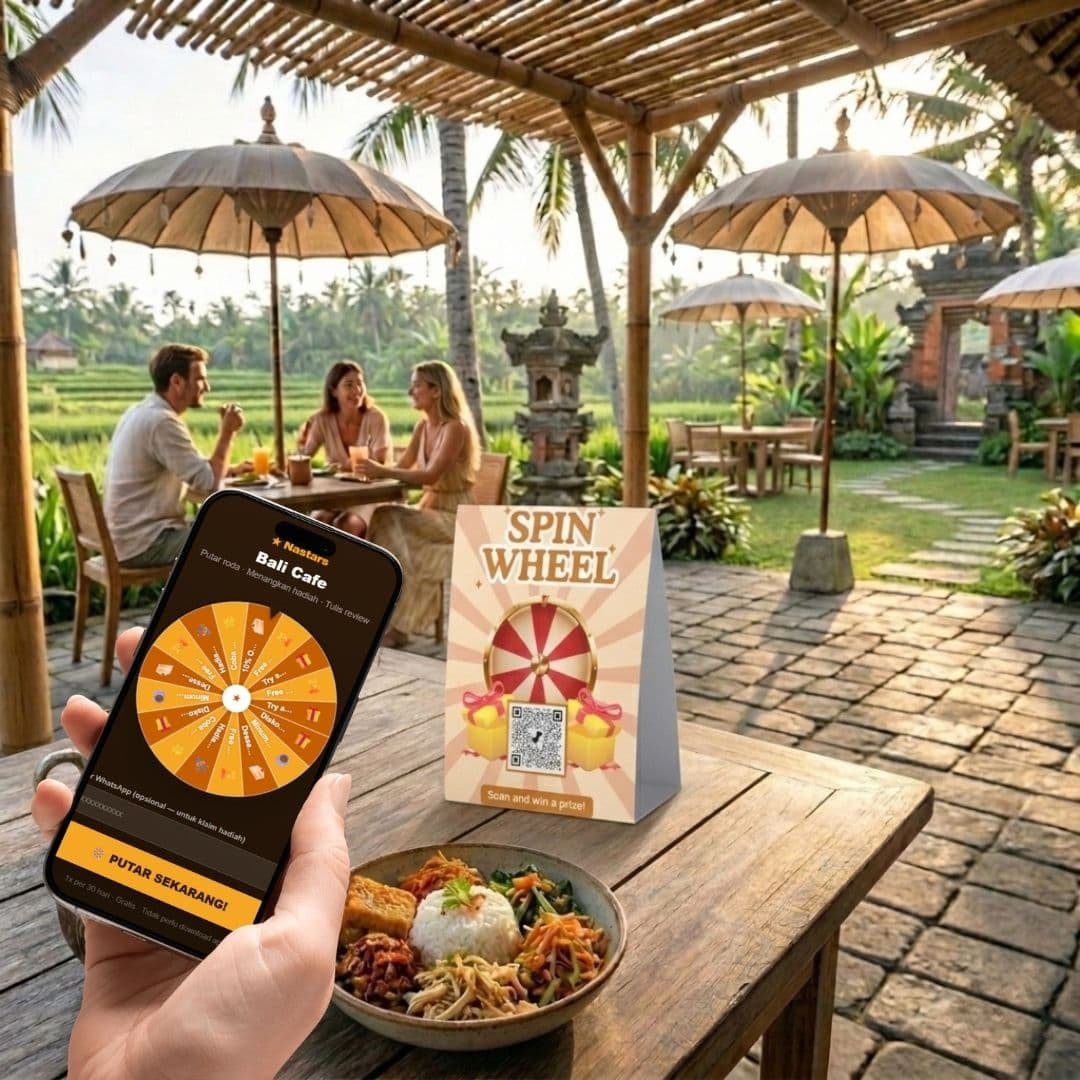 Pelanggan scan QR dan spin wheel